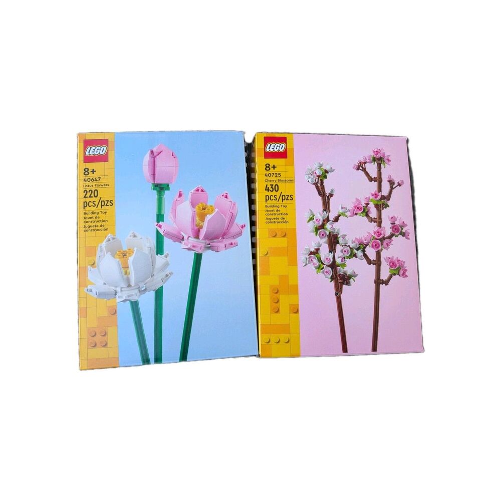 Lot 2-LEGO Botanicals Lotus Flowers 220 Pcs & Cherry Blossom 430 Pcs- NIB